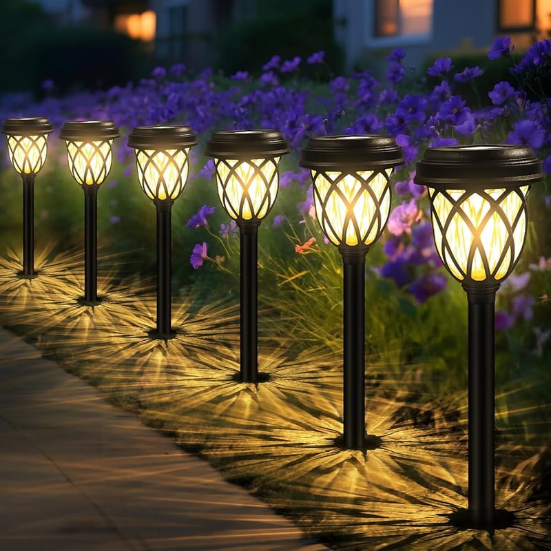HELESIN Garden Lights Solar Powered, 6 Pack Solar Lights Outdoor Garden, Waterproof Warm White