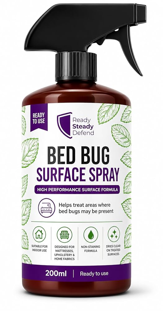 Bed Bug Killer Spray 200ml, for Bed Bugs, Eggs, Nymphs and Adults, Complete Treatment for Mattresses, Bedding & Carpets, Non-Staining & Low Odour