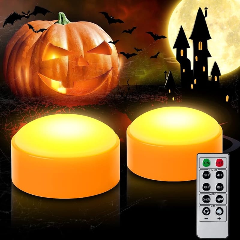 CANDLE IDEA 2 PCS Halloween LED Pumpkin Lights with Remote and Timer, Battery Operated Jack-O-Lantern Decoration