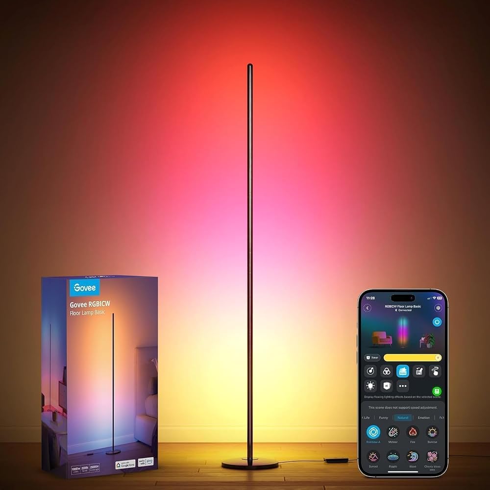Govee LED Floor Lamp, RGBIC Corner Lamp, Works with Alexa and Matter, 61 Scene Modes, Music Sync (Black)