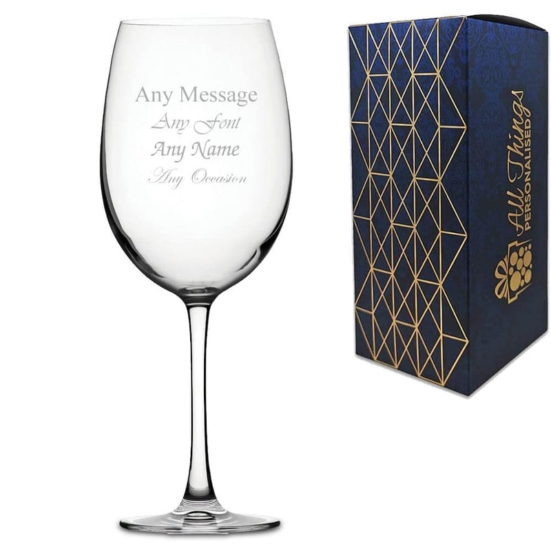 Personalised Engraved Giant Wine Glass, Can Hold 1 Bottle of Wine, Comes Gift Boxed, Personalise with Any Message, Engraved in the UK