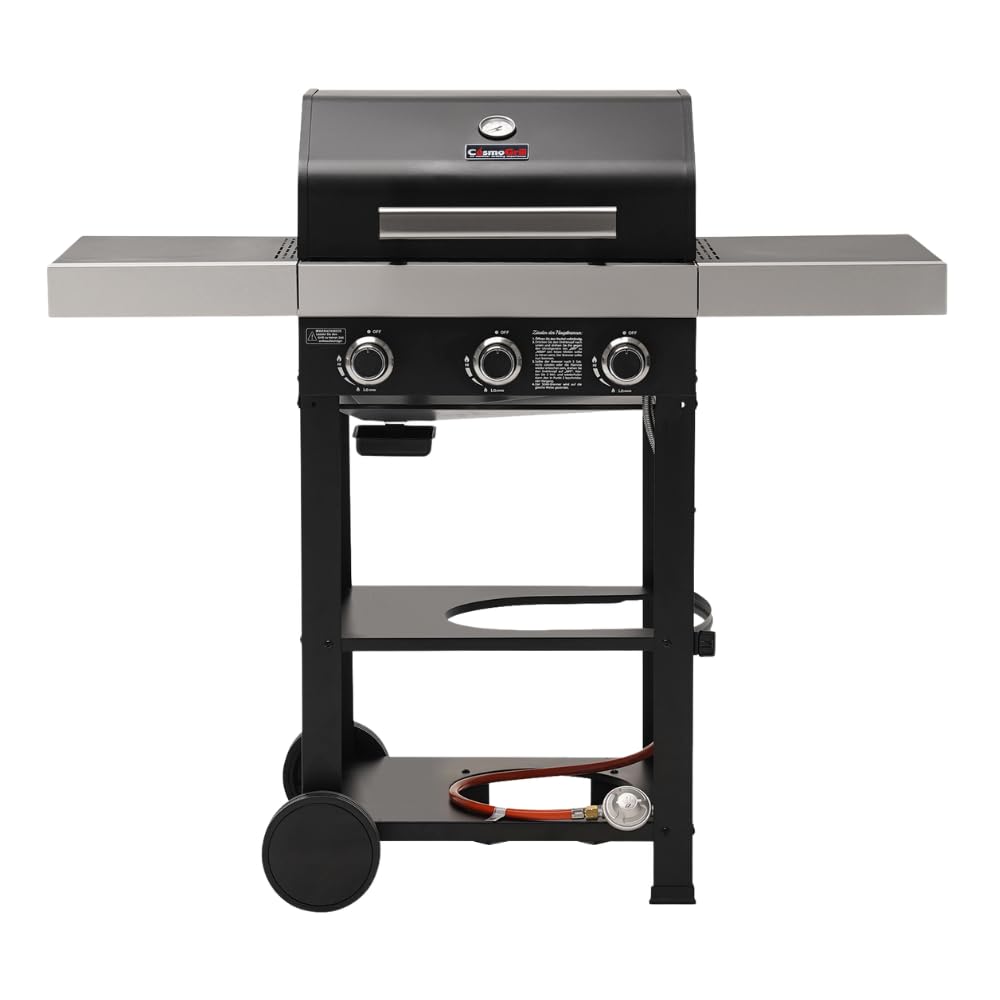 CosmoGrill 3 Burner Gas Barbecue - Premium Black Range