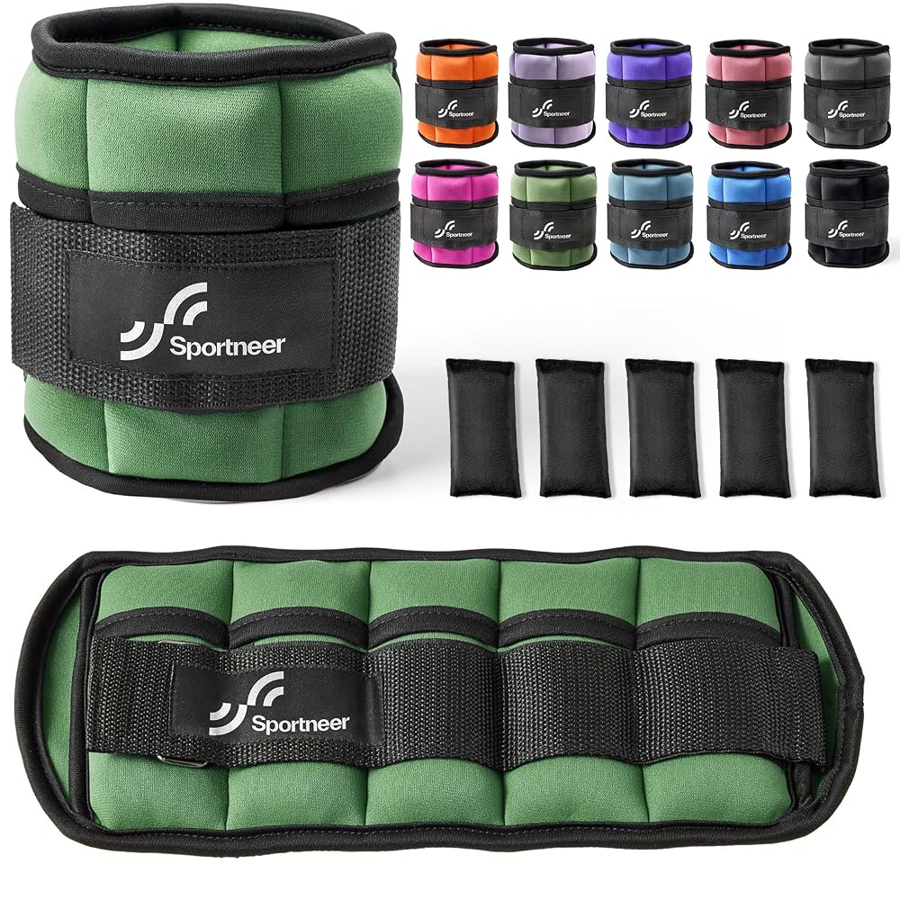 Sportneer Adjustable Ankle Weights Set, Wrist Strap 0.45kg-2.25kg Each Ankle