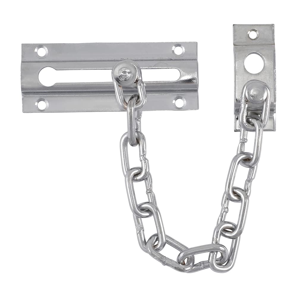 TIMCO Door Chain Security Lock — Allowing Reduced Opening Angle of the Door, Polished Chrome, 85mm