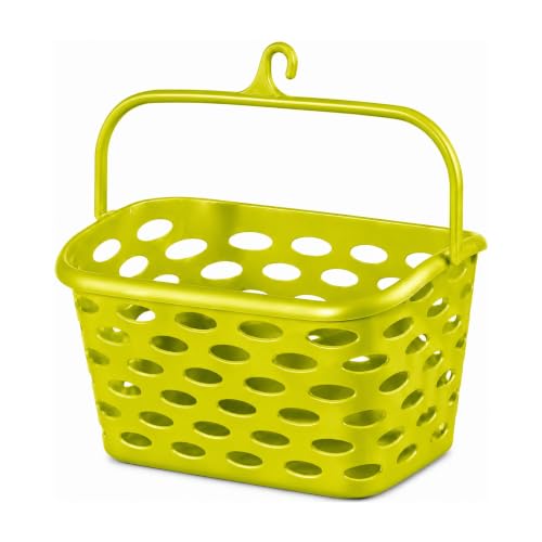 Durable Plastic Peg Tidy Basket with Handle, Lightweight Peg Basket with Hook for Washing Line Airer