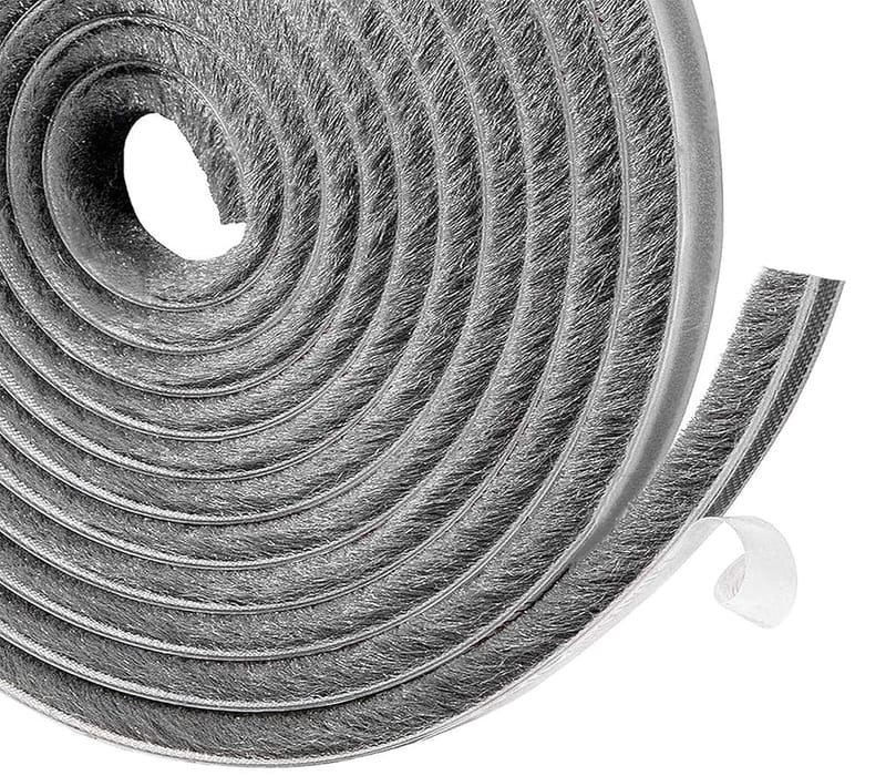 AFAXINRIE Draft Excluder for Doors, Draught Excluder for Windows, 5 Meters(L) x 9mm(W) x 9mm(T) Self-Adhesive Brush Seal Strip Air Stopper - Grey