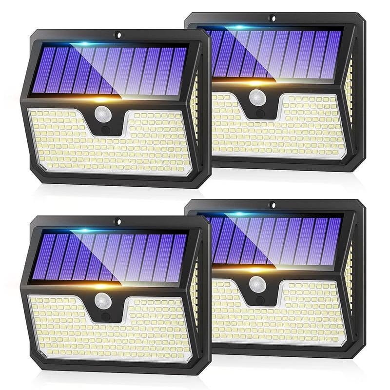 Outdoor Garden Solar Security Lights, 4 Pack 238 LED Motion Sensor IP65 Waterproof Solar Wall Lights, 270° Illumination