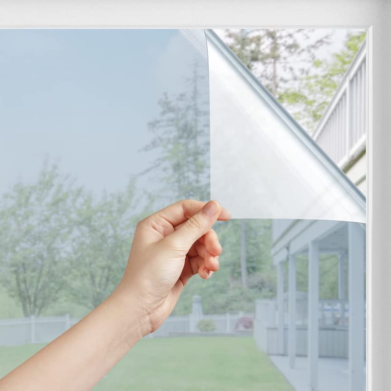 Sun Blocking Window Film, Heat Reflective One Way Mirror, Anti-Heat Indoor Privacy Tint, See Out Not In, 35.4 x 78.7 Inches, Silver