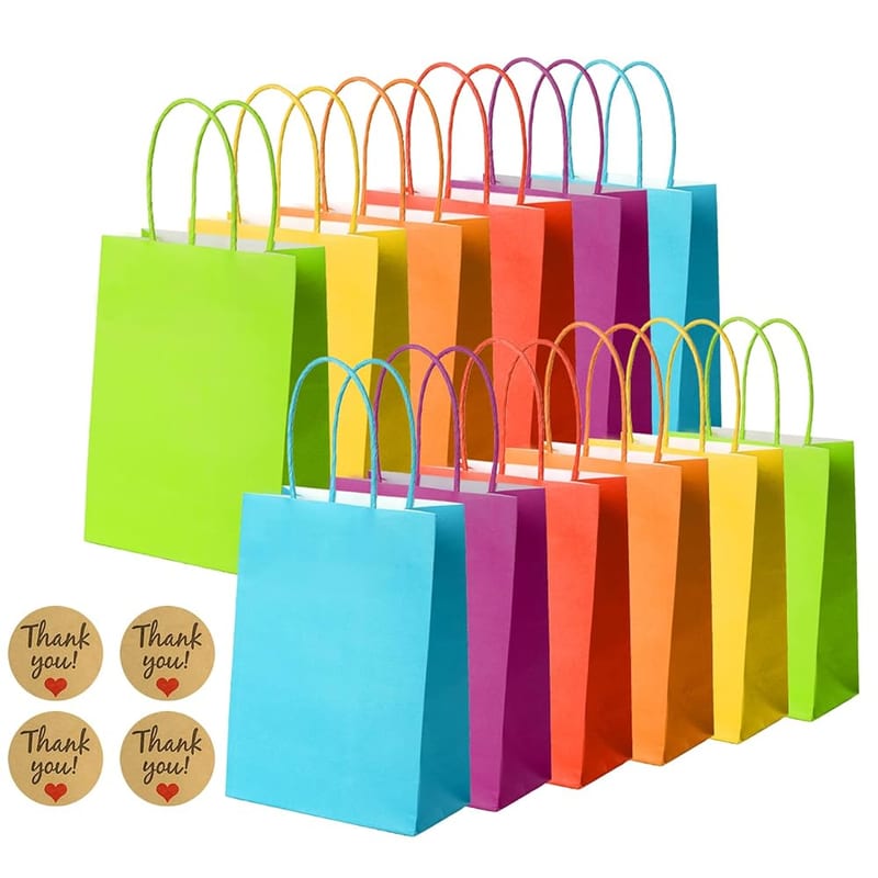 NADSSJL 30 Pcs Paper Party Bags with Handles, Kraft Gift Bags for Presents and Party Favours