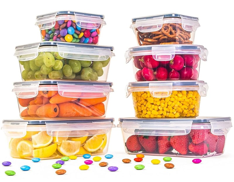 nuovva Airtight Food Storage Containers Set – Plastic Food Containers with Lid, Leak Proof Pantry & Kitchen Containers – 16pcs (8 Containers + 8 Lids)