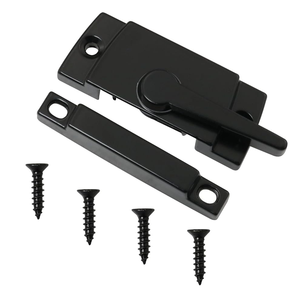 Sliding Sash Lock DGBRSM Black Sliding Window Sash Locks with Mounting Screws for Double Hung Windows