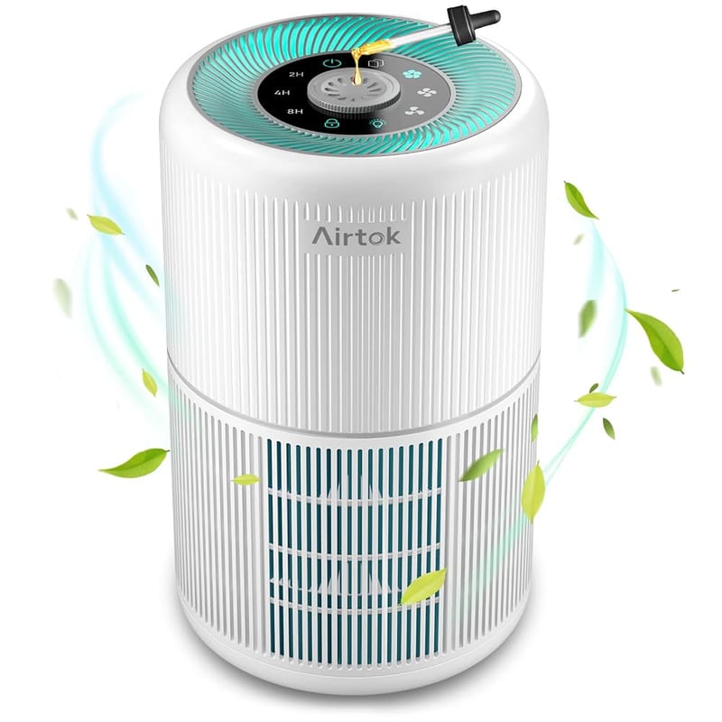 AIRTOK Air Purifier for Bedroom Home with Aromatherapy Sponge, 4-Stage H13 HEPA Filter, Timer & Night Light