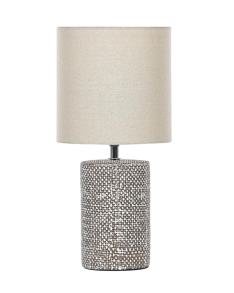 Glam Table Lamp, Ceramic Base with Fabric Shade, Bedside Light Home Decor