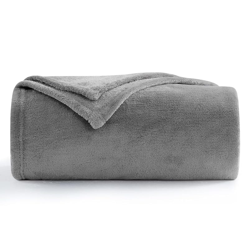 Aisbo Fleece Blanket Grey Throw, Versatile Soft Warm Fluffy Throw for Sofa Couch, 130x150cm