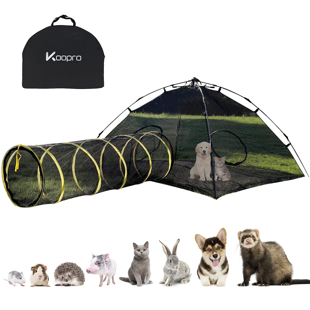 KOOPRO Outdoor Cat Enclosures, Catio Tunnel Tent for Cats, Portable Playhouse Pop Up Pet Playpen