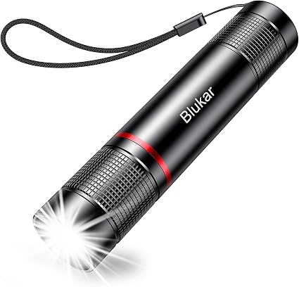 Blukar LED Torch Rechargeable, 2000L Super Bright Adjustable Focus Torches | 4 Lighting Modes, Long Battery Life, Waterproof Pocket Size Flashlight for Power Cut, Emergency, Camping, Hiking,Dog Walking