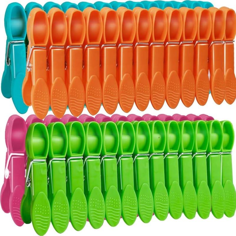 Clothes Pegs, 52 Pack Clothes Pegs for Washing Line, Durable Spring, 4 Colours, Plastic Non Slip Laundry Pegs, Rust Resistant