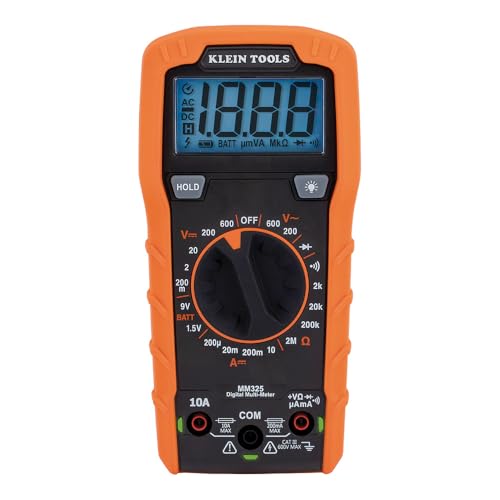 Klein Tools MM325 Multimeter, Digital Manual-Ranging 600V AC/DC Voltage Tester