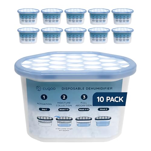 CUQOO Disposable Dehumidifier 500ml | Moisture Absorber Pack of 10