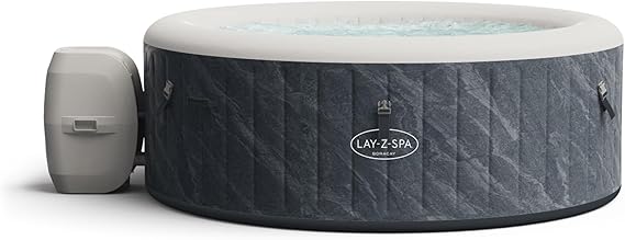 Lay-Z-Spa Boracay Round Hot Tub, 2-4 Person, Wifi App Control | 120 AirJet Massage System, Energy Saving Timer, Inflatable Hot Tub
