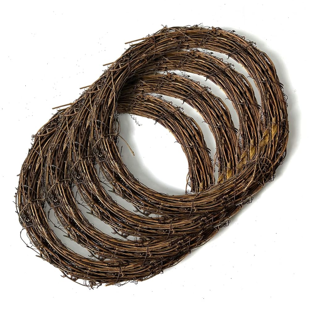 Worown 4 Pcs 30cm Natural Grapevine Wreaths, Unfinished Rattan Wreath Base for DIY Décor and Craft Projects