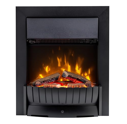 Dimplex Cheriton Deluxe Optiflame Freestanding Electric Fire, Brass and Black with Variable Flame Brightness, 2kW Heater