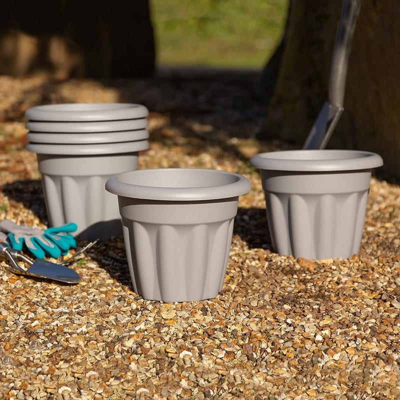 Wham Vista 3 x 60cm Round Plastic Garden Planters, 100% Recycled Plastic, Weather Resistant & Lightweight