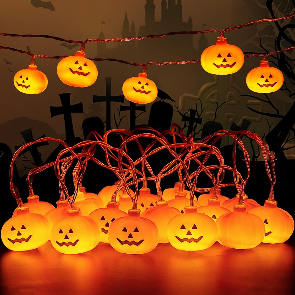 Roxemire Halloween Pumpkin String Lights 3 Metres 20 Pieces for Room Garden Decoration, 2 Modes Halloween Decoration Lights for Indoor Outdoor