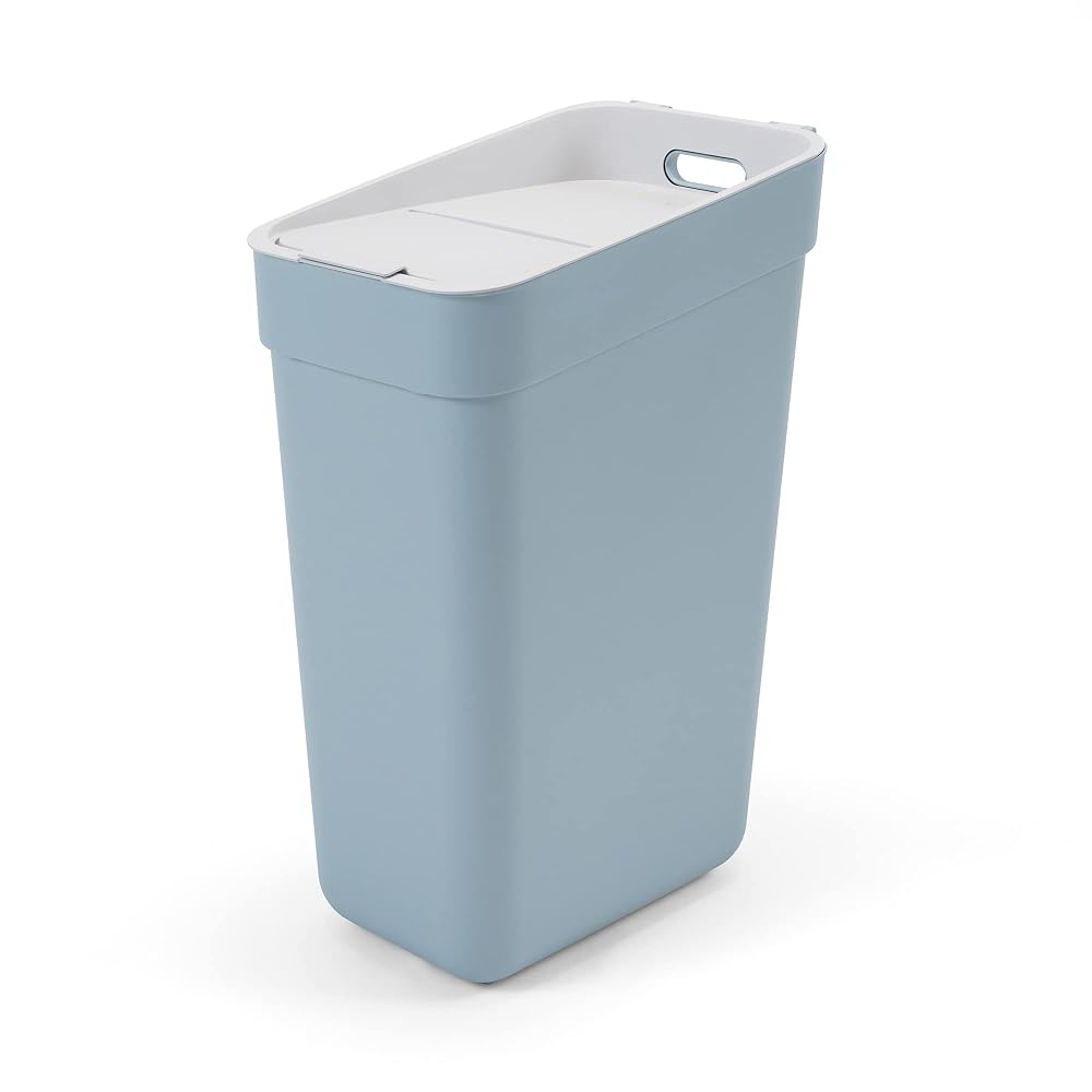 Curver Ready to Collect 100% Recycled 30L Kitchen Recycling Lift Top Bin, Smoked Grey with Light Grey Lid