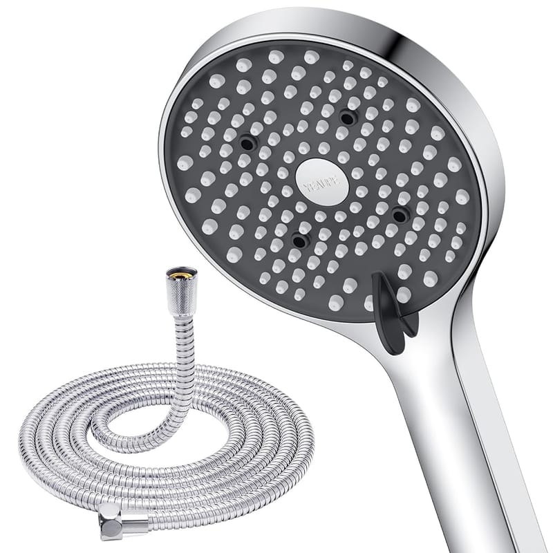 YEAUPE Shower Head and Hose 1.6M, 110mm Large Flow Shower Head, High Pressure 6 Modes, Chrome