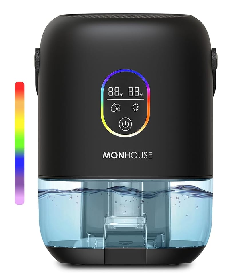 MONHOUSE Premium Dehumidifier 1000ml - Compact Electric Dehumidifier for Home, Damp & Condensation