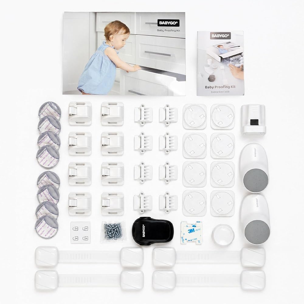 BABYGO Premium Baby Proofing Kit for Home & Kitchen — Magnetic Cupboard Locks, Fridge & Bin Straps, Oven Guard, Corner Protectors, Door Stoppers