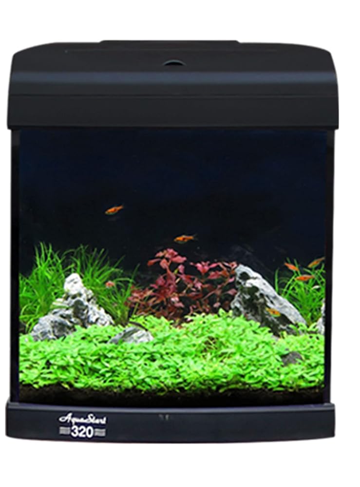 Aqua One 320 AquaStart 28L Glass Aquarium Gloss Black Fish Tank