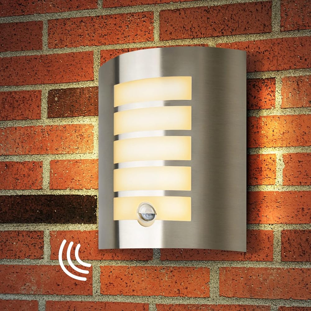 JZ CTG Outdoor Wall Light with PIR Motion Sensor, Stainless Steel LED Security Light