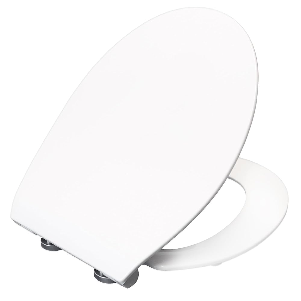 BEMIS Click&Clean Slim Soft Close Toilet Seat, White, Top Fixing with Quick Release