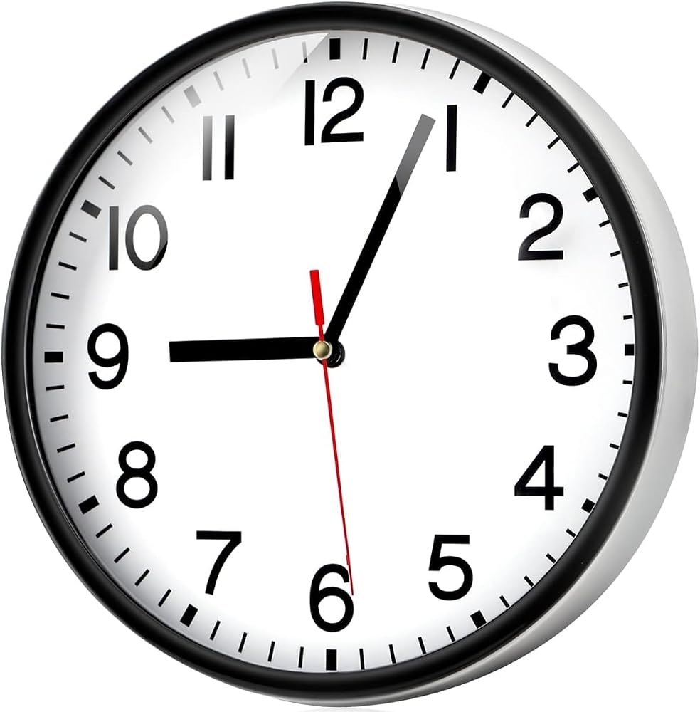 Wall Clock Silent & Non-Ticking Modern Quartz 9in, Battery Operated Quiet Sweep, Home/Kitchen Decor