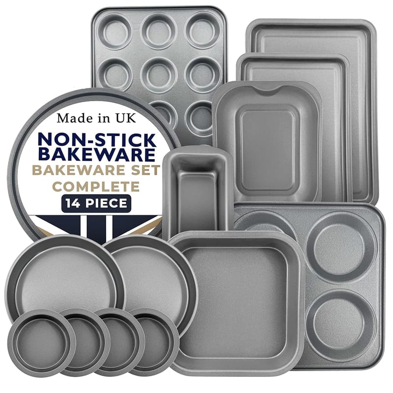 Chabrias Ltd Premium Non Stick Bakeware Set 14 Piece – Airfryer Safe, Dishwasher Safe, BPA and PFOA Free, UK Made