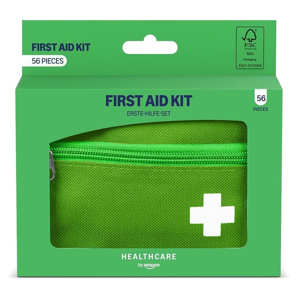 Healthcare by Amazon First Aid Kit, 56 Pieces, Green