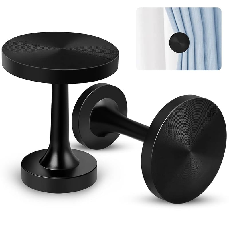 Curtain Holdbacks, A Pair Black Metal Curtain Tie Backs Hooks, Decorative Medallion Wall Mounted Curtain Hold Back