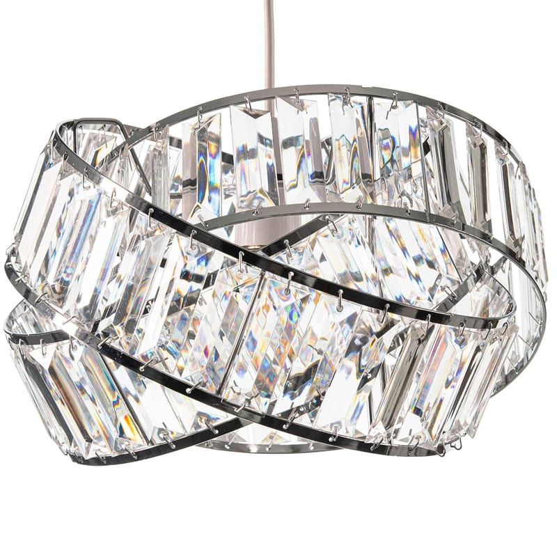 Giggi Modern Chrome Light Shade with Clear Acrylic Crystals, Ceiling Pendant