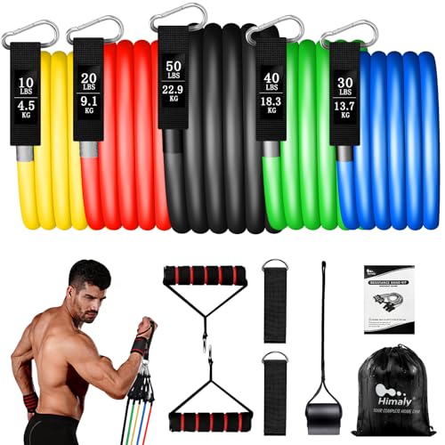 Resistance Bands Set with Handle, 5pcs Exercise Band for Men and Women