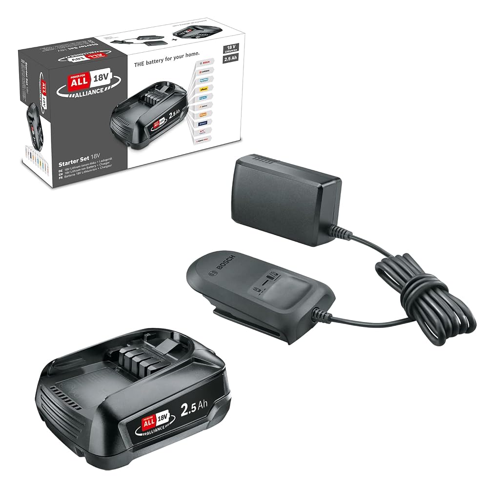 Bosch 18 V Battery and Charger 2.5 Ah (18 V Starter Set, Power for All)