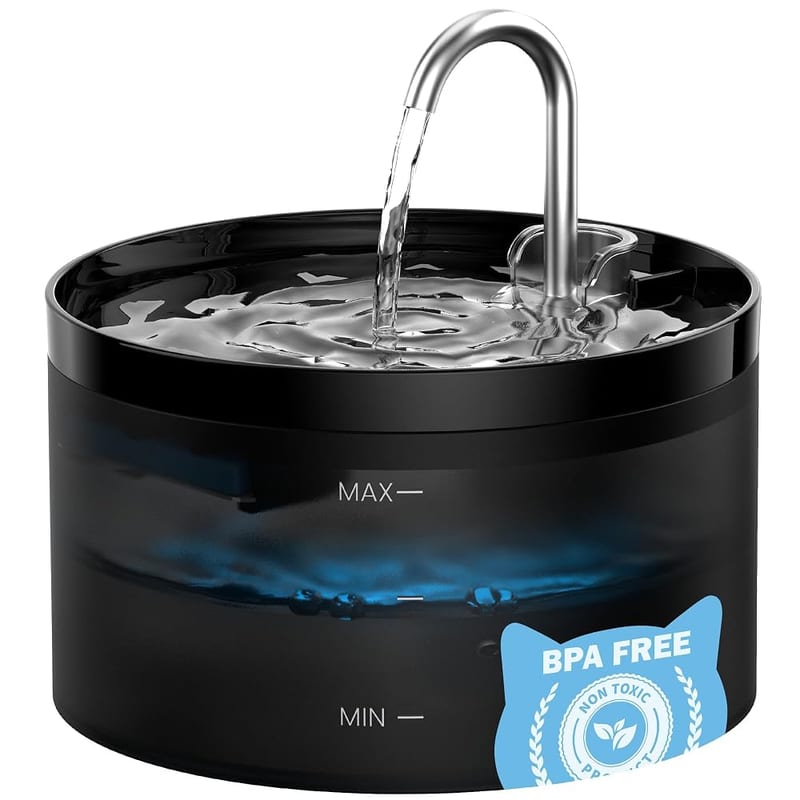 GIOTOHUN 2L Cat Water Fountain – Super Silent, Built-In LED Light, Activated Carbon Filter, Translucent Water Tank