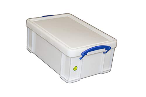 Really Useful Box 9 Litre Plastic Storage Box, Clear, Pack of 4