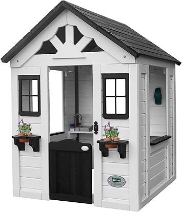 Backyard Discovery Sweetwater Cedar Garden Playhouse | White | Ages 2-7 | 100% Cedar Wood, Toy Kitchen, Phone Holder, Flowerpot Holders, Outdoor Garden Cubby House, For Children 2-7 Years