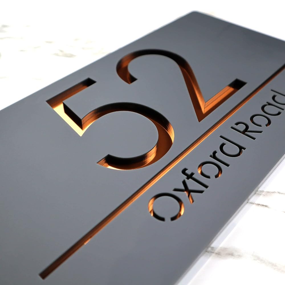 K Smart Bellisima H3 F31 Number Signs, Personalised House Laser Cut 3D Door Street Address Plaque 300mm x 160mm