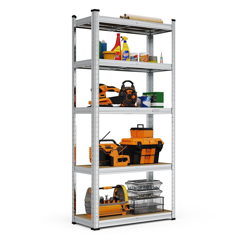 VonHaus Garage Shelving Units, Heavy Duty Racking, 5-Tier, 175kg Capacity Per Shelf, 1.5m Racking