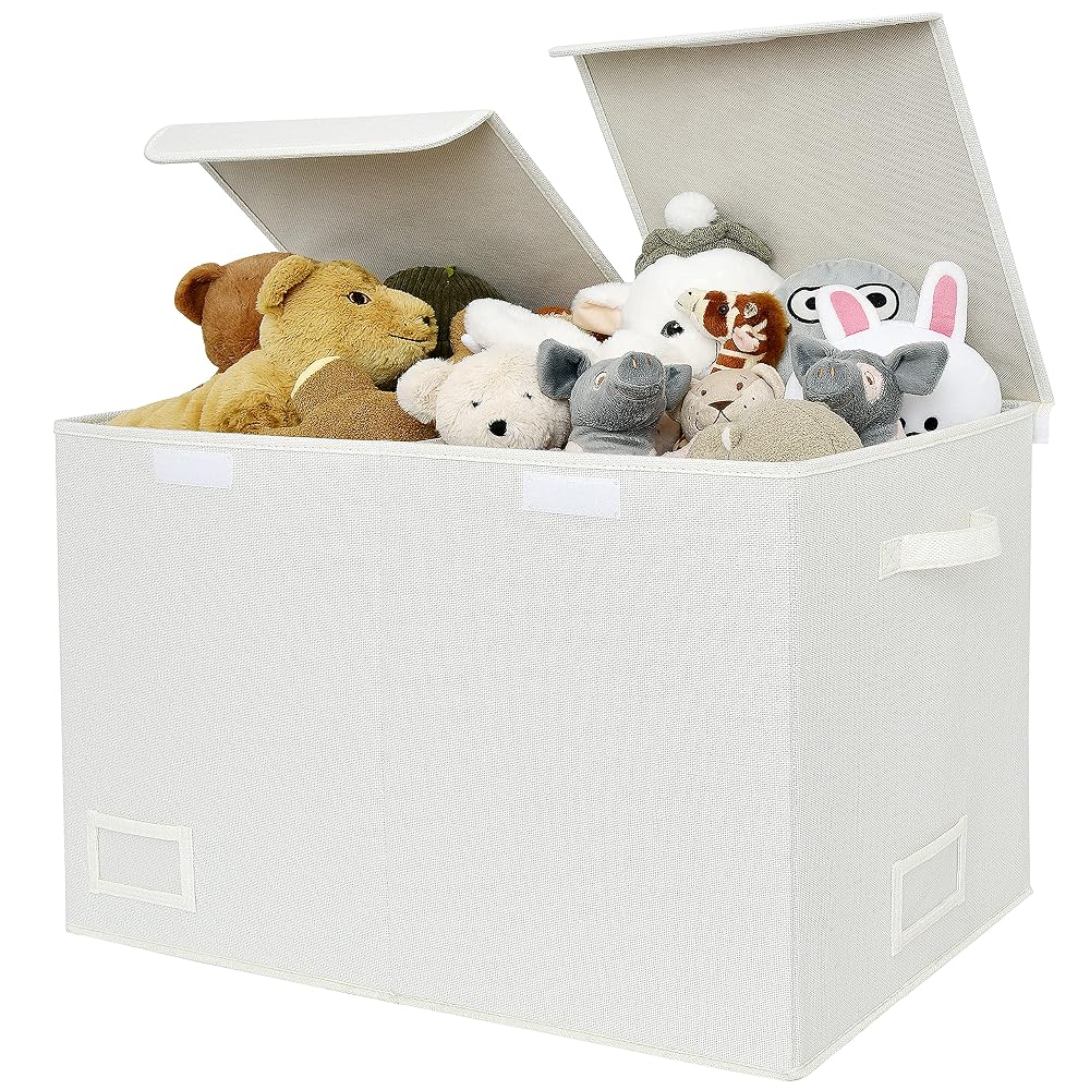 GRANNY SAYS Extra Large Storage Box, Pack of 1 Toy Box, Foldable Toys Storage Organiser with Lid, Toys Baskets for Kids, Toy Chest for Organising Baby Child's Living Room Kids Stuff, White