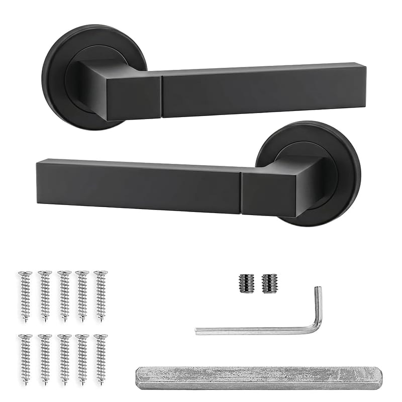 Decoranddecor Lumina Black Internal Door Handle Set, Aluminium Lever on Rectangular Backplate
