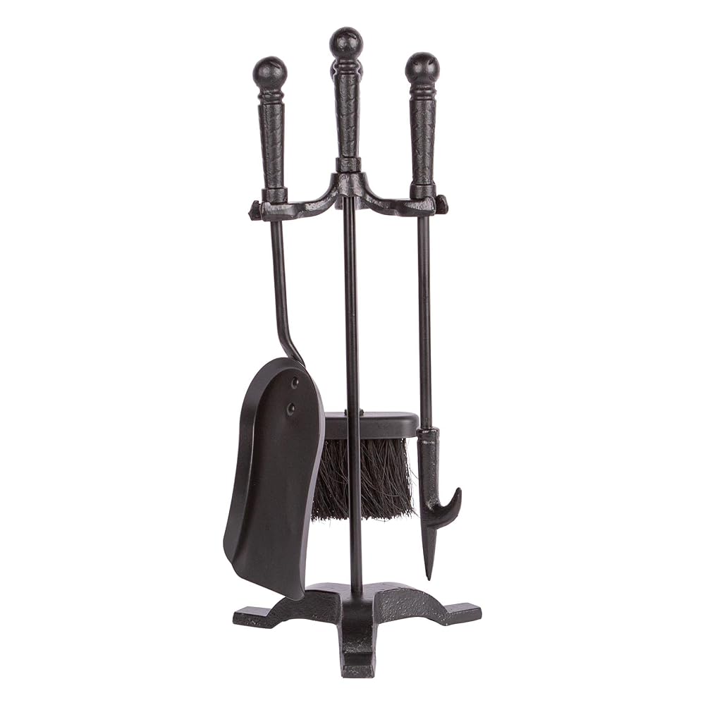 Hammer & Tongs Arundel 4 Piece Fireside Companion Set, Black Iron